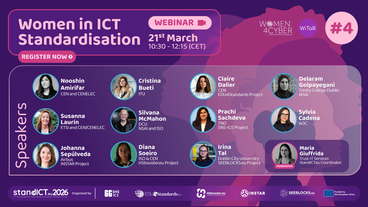 Women in ICT Standardisation Webinar banner with speakers