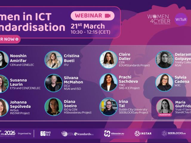 Women in ICT Standardisation Webinar banner with speakers